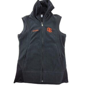 Columbia Vest Womens S Black Fleece Full Zip Embroidered Oregon State Beavers
